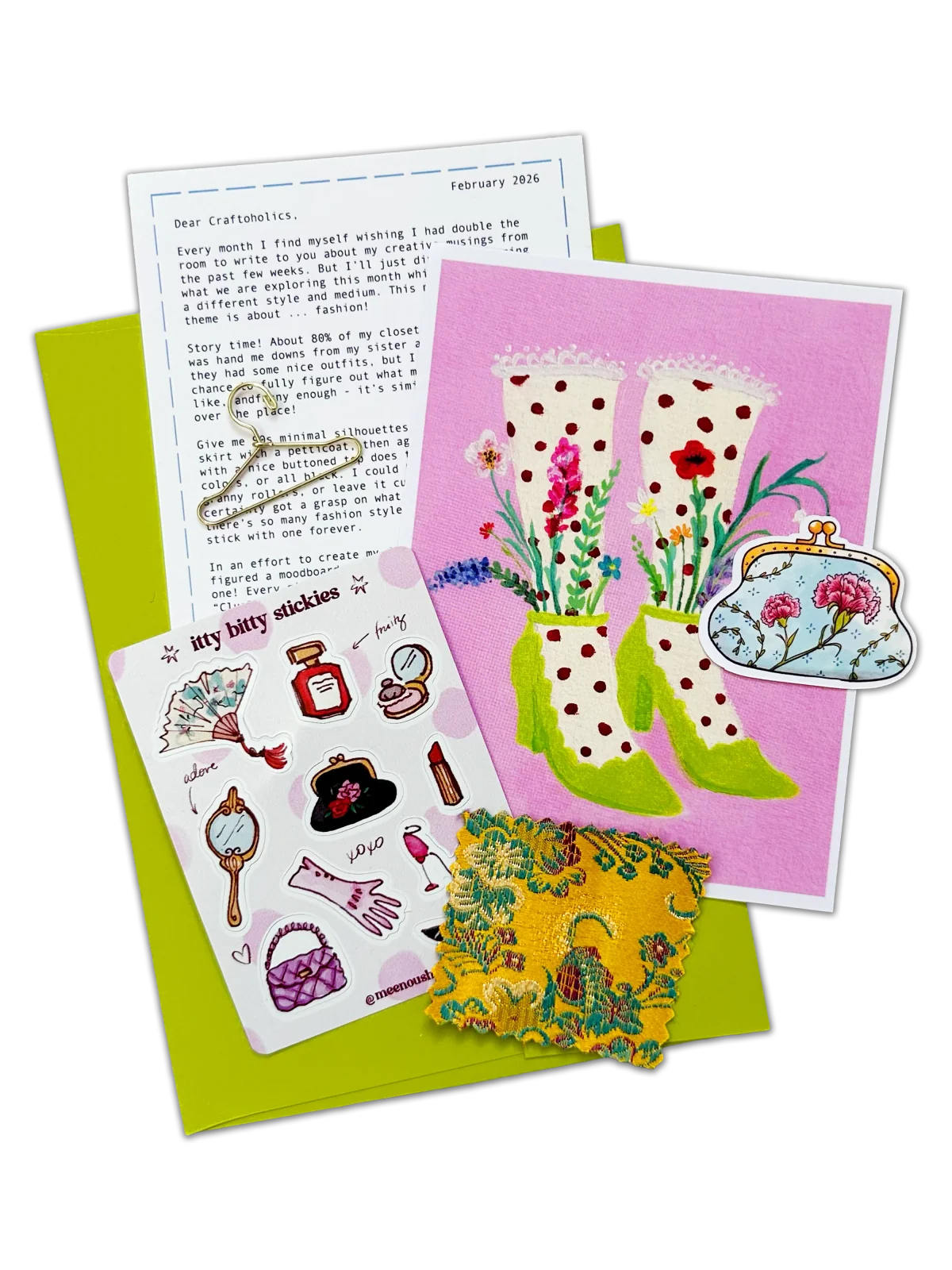 A second view of Craftoholic’s illustrated paper pieces
