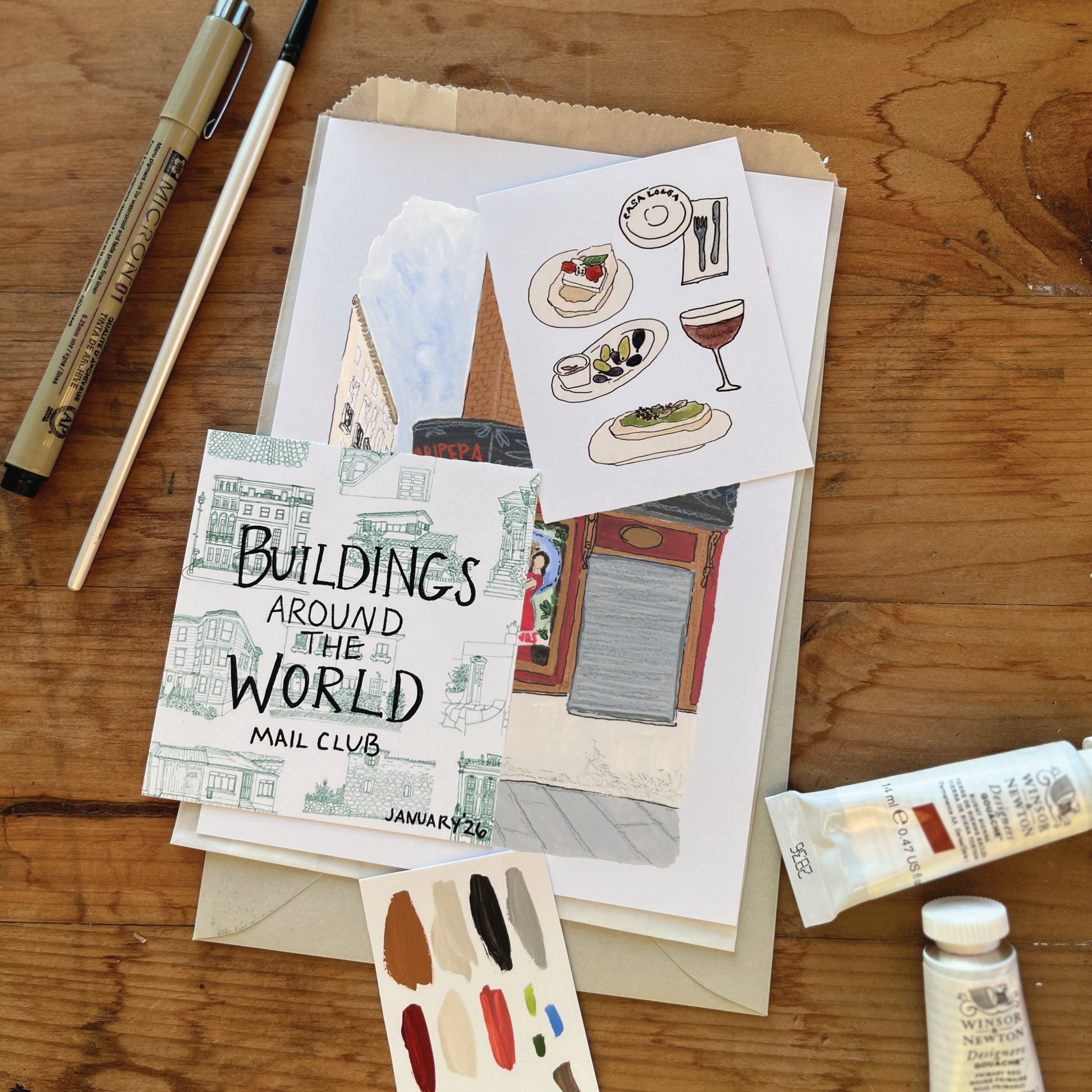 Buildings Around The World Mail Club — another view of the same mail edition as the main image