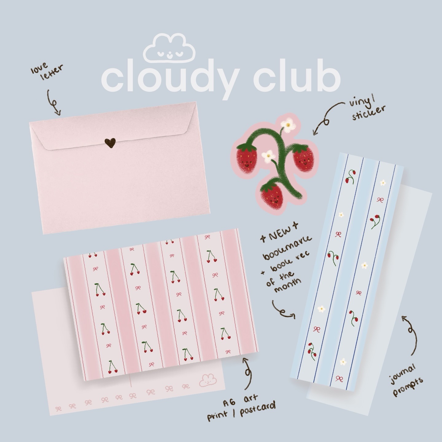 Cloudy Club — artwork and mailed paper goods, example 2