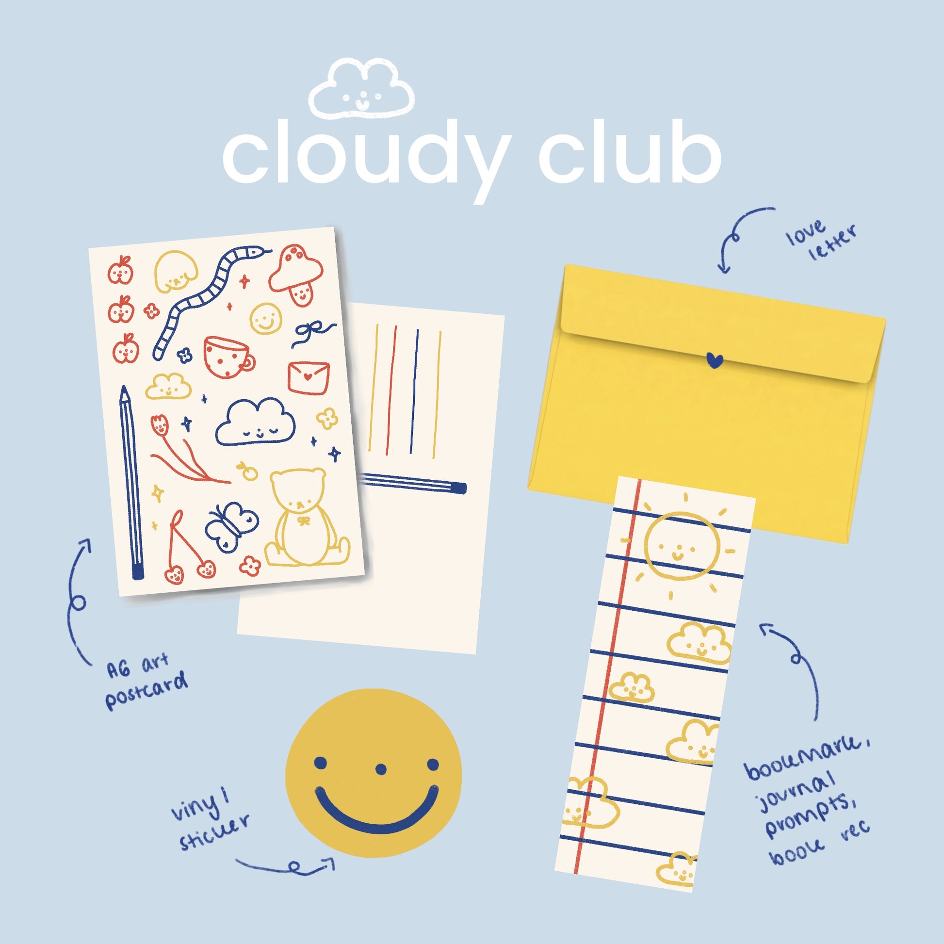 Cloudy Club — mail club edition artwork and paper goods
