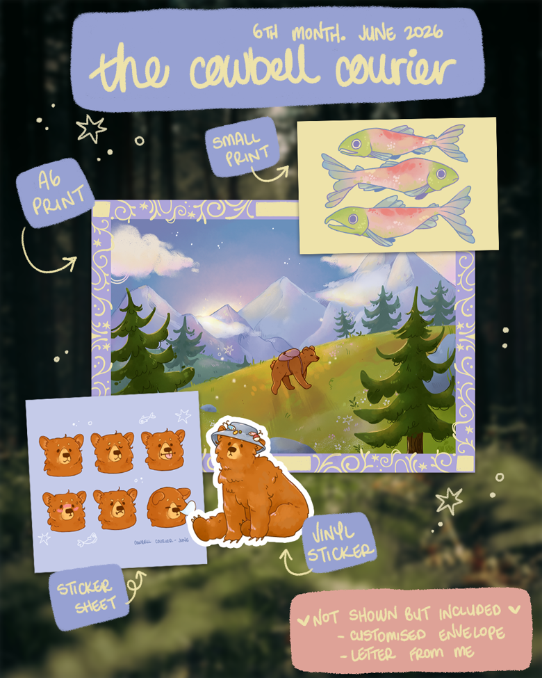 Cowbell Courier — June 2026 official preview of the prints and stickers
