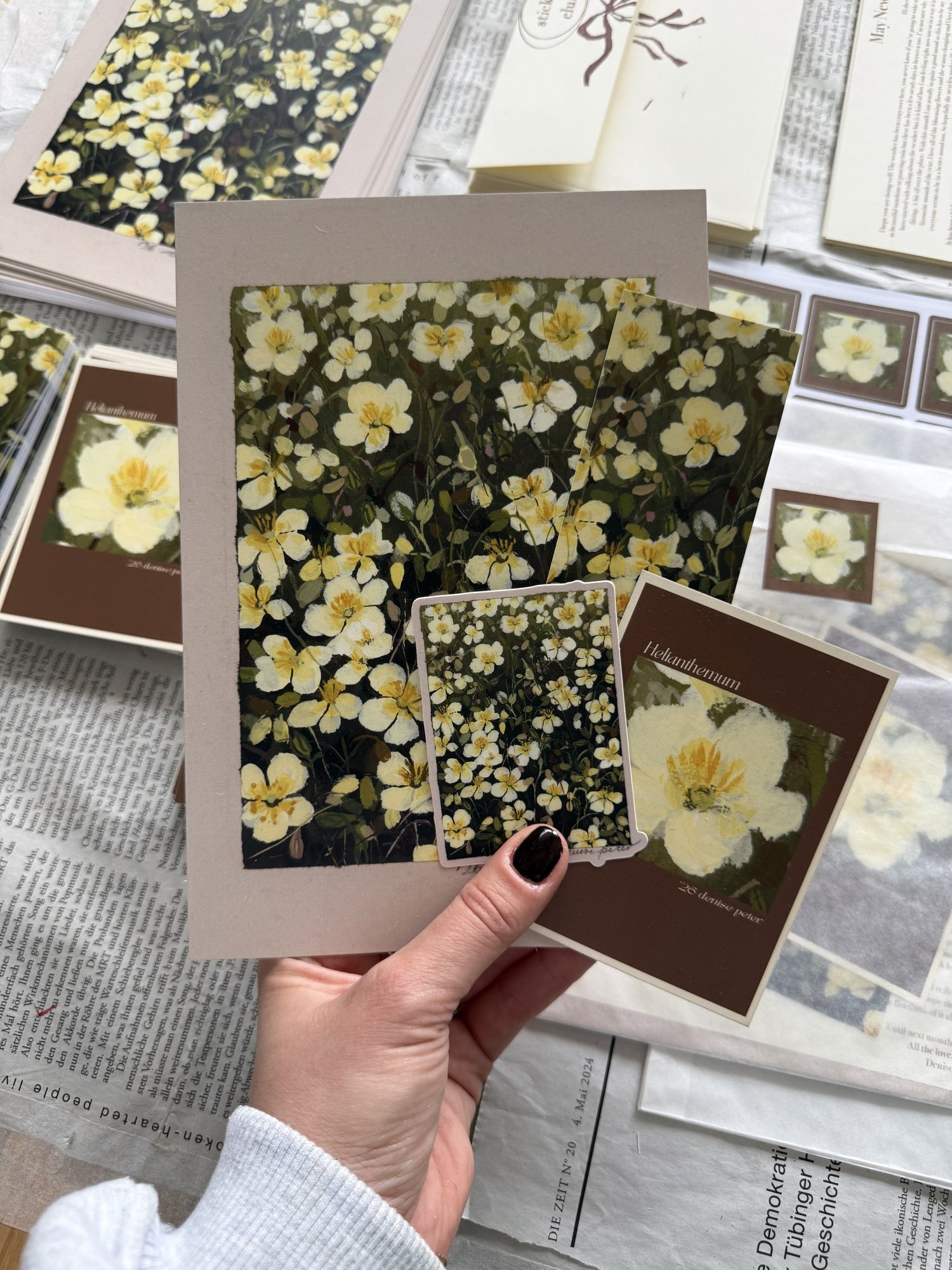 Denise Peter May yellow-flower print and matching paper goods