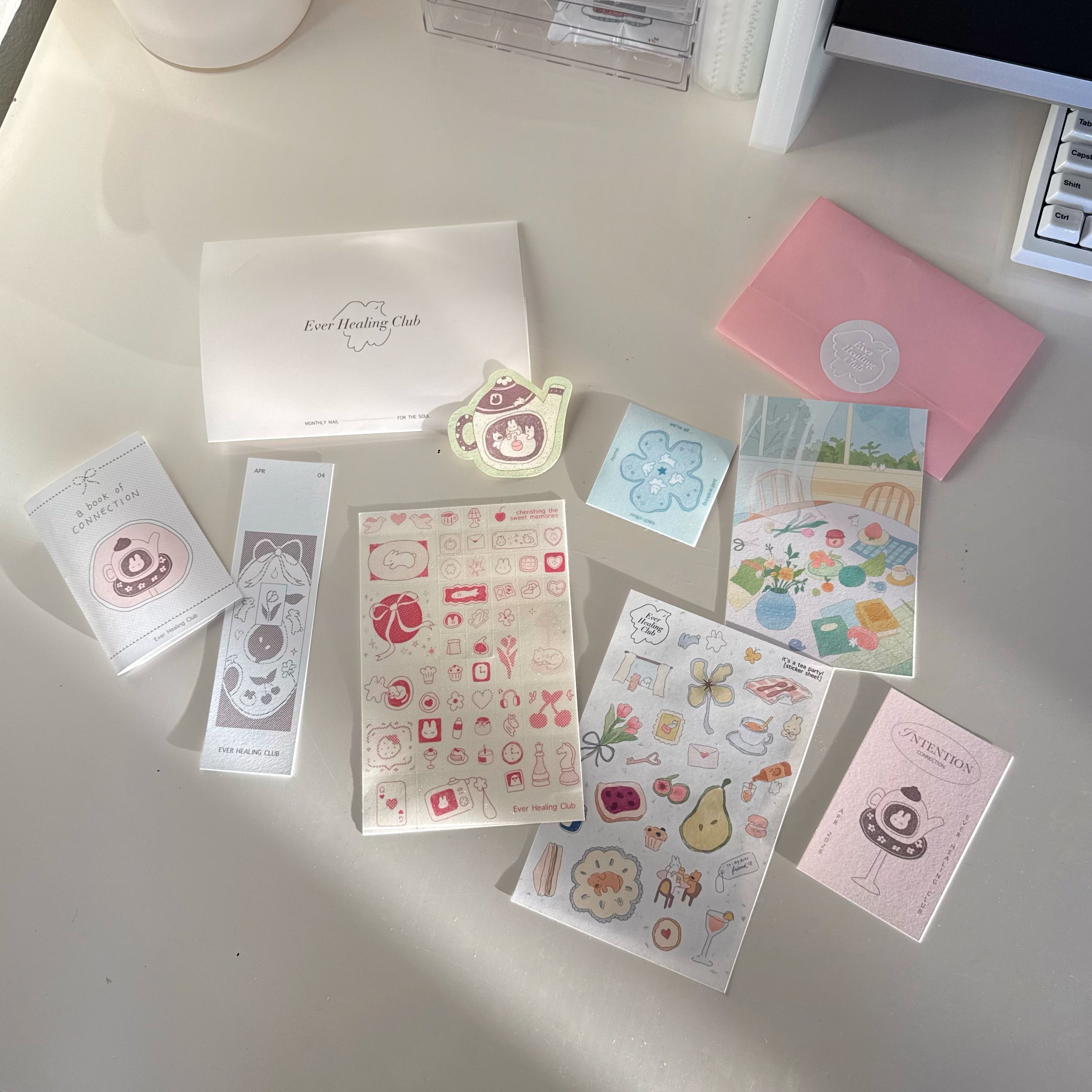 Ever Healing Club: April Signature edition with tea-party art and stationery