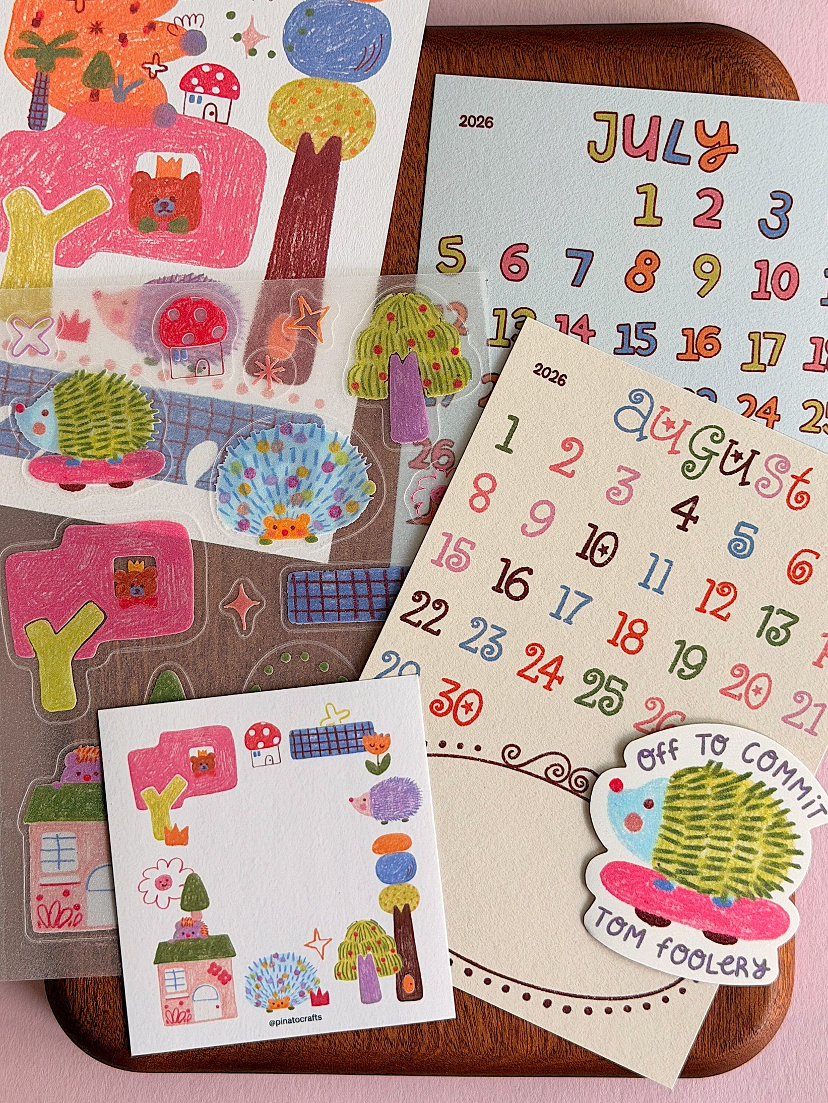 Friends of Pinato — June crayon artwork and matching paper goods
