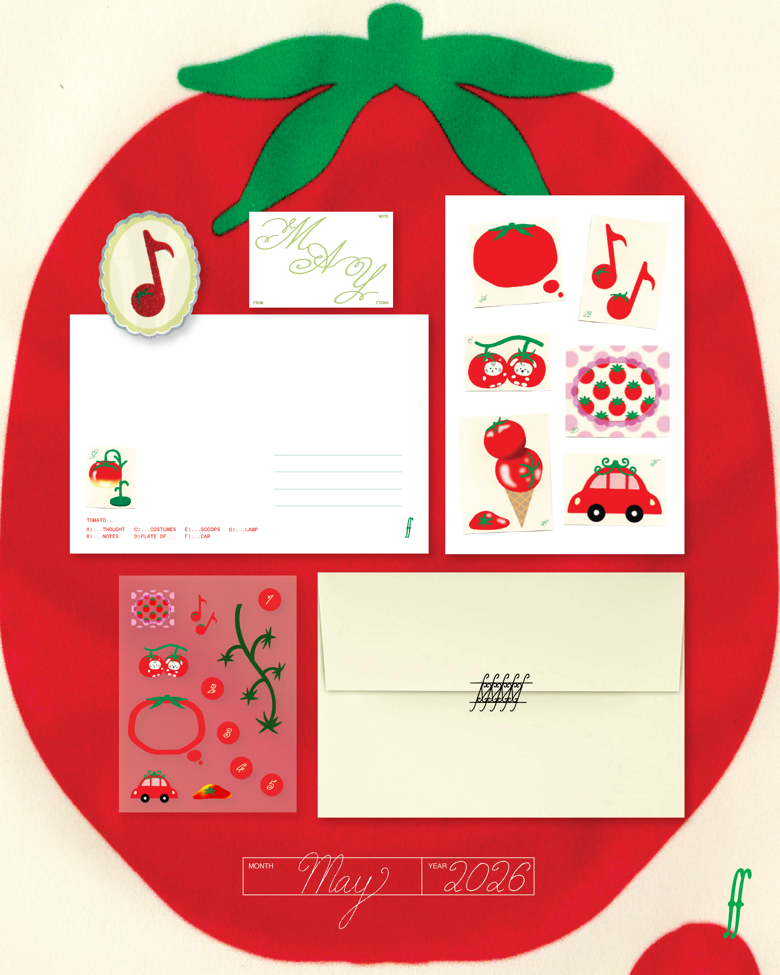 From Fiona Mail Club — May — Tomatoes 2026 monthly stationery collection