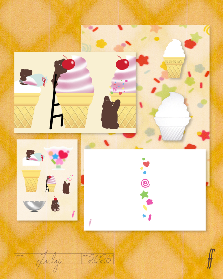 From Fiona Mail Club — July — Ice-Cream 2026 monthly stationery collection