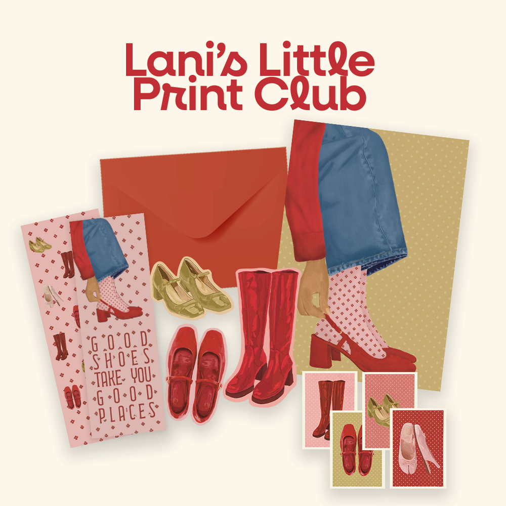 Lani’s Little Print Club — July 2026 shoe-themed illustrated stationery preview