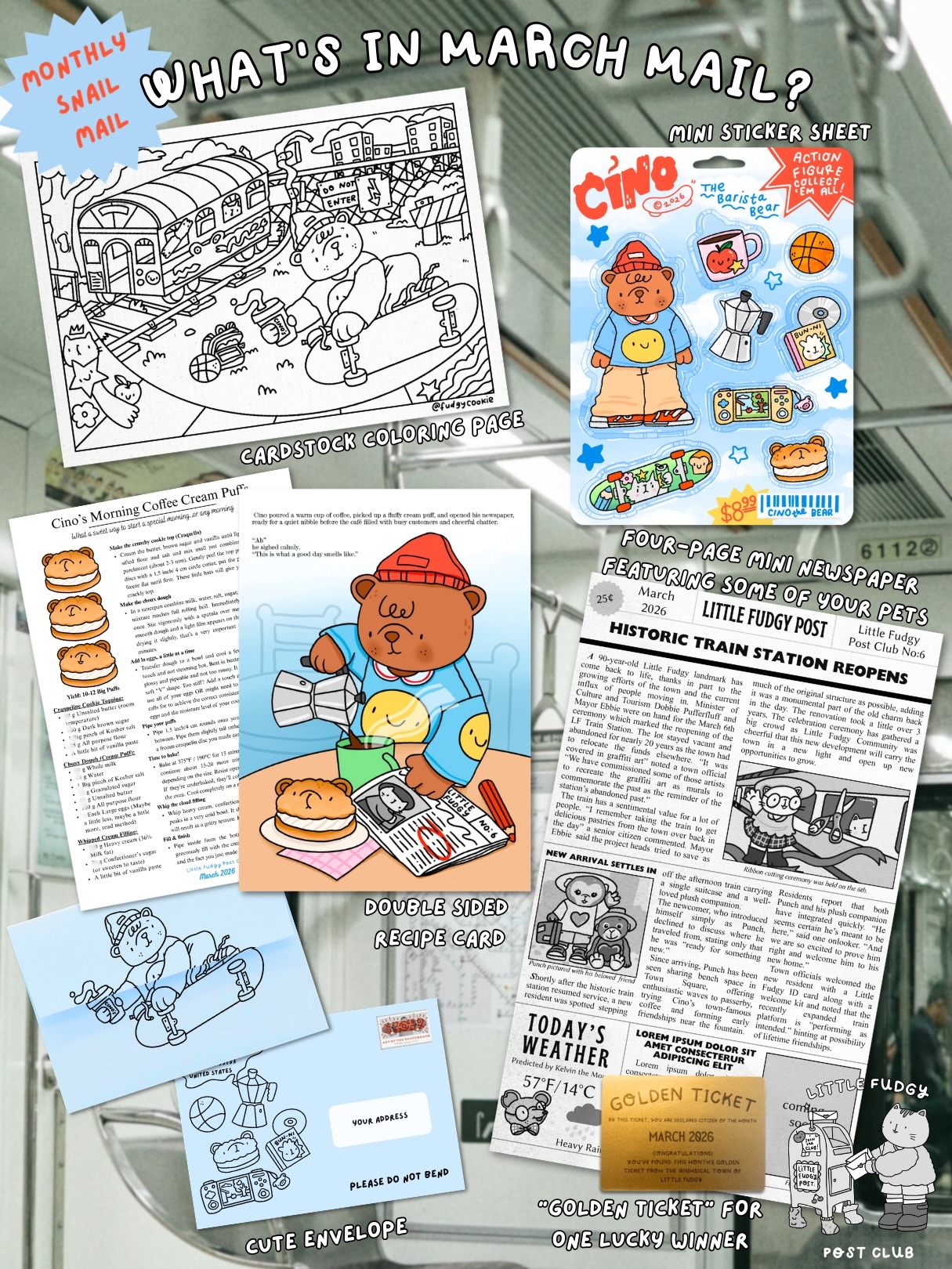 Little Fudgy Post Club — artwork and mailed paper goods