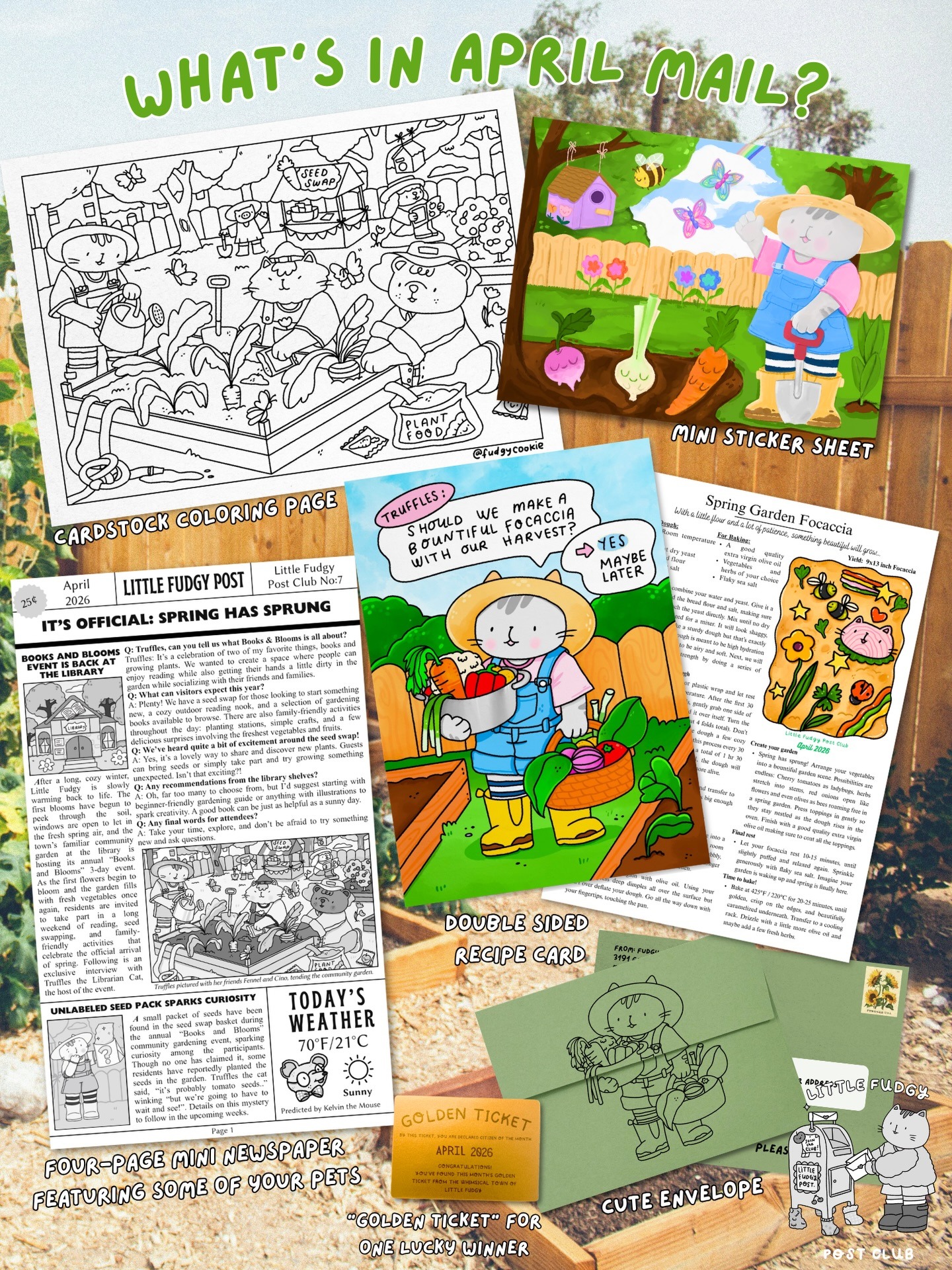 Little Fudgy Post Club — artwork and mailed paper goods, example 2