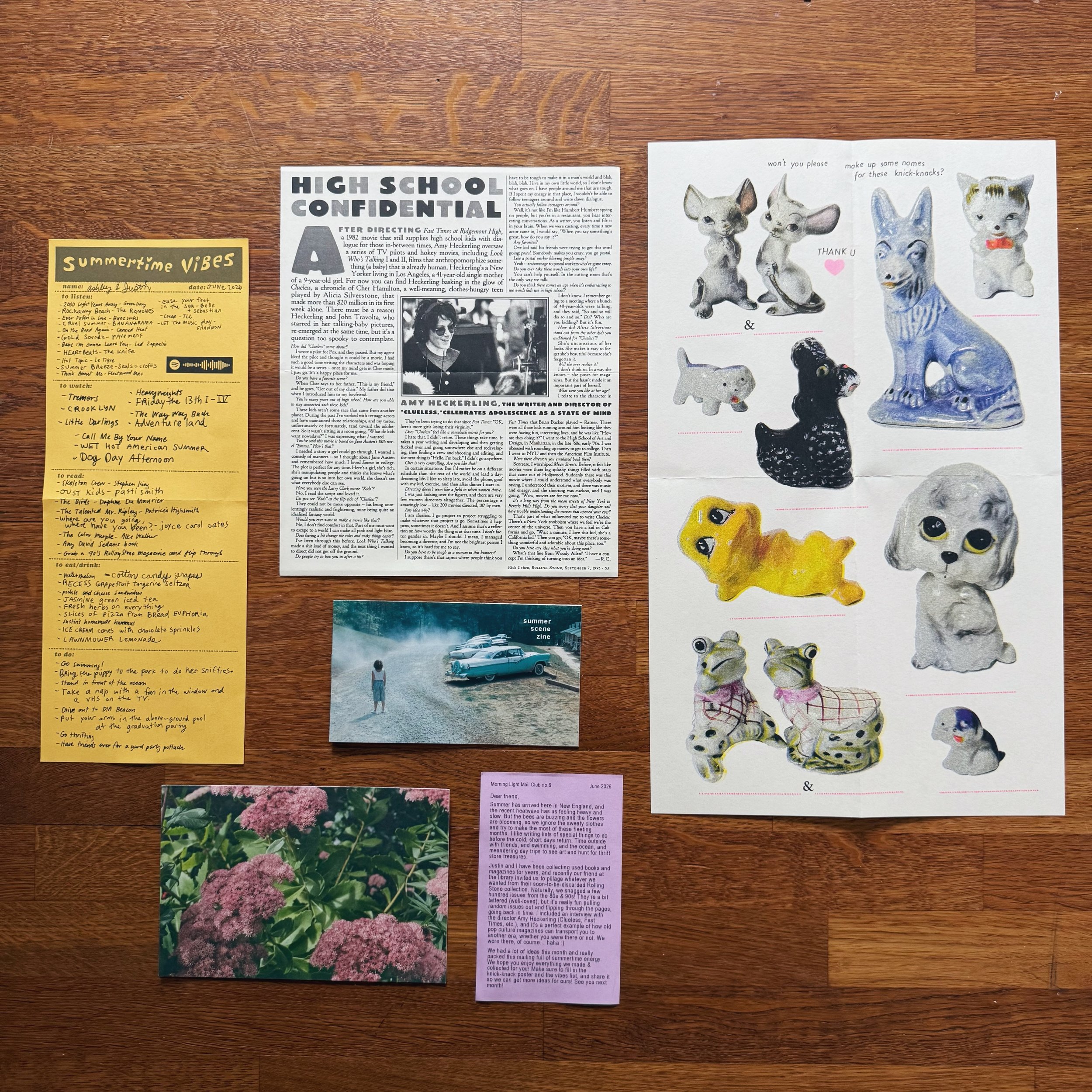 Morning Light Mail Club — A past mail assortment of photographs, printed texts and illustrated dogs