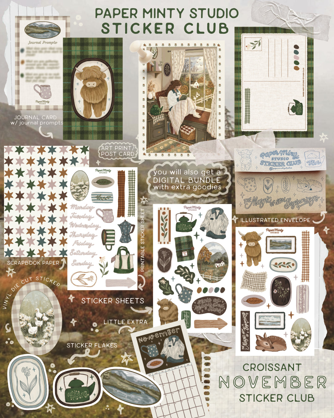 Paper Minty Studio Sticker Club — mail club edition artwork and paper goods