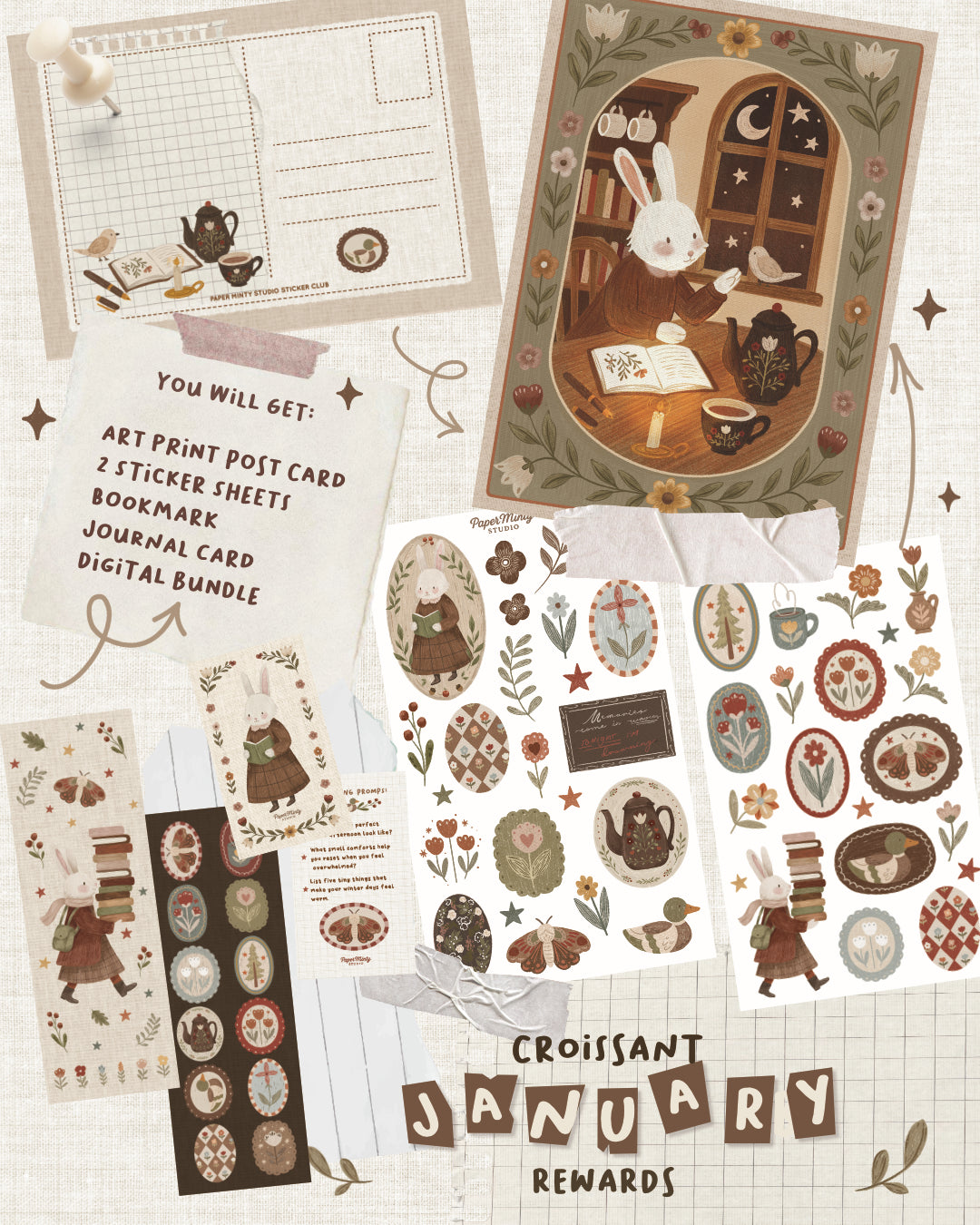 Paper Minty Studio Sticker Club — January — cozy winter mail-club collection