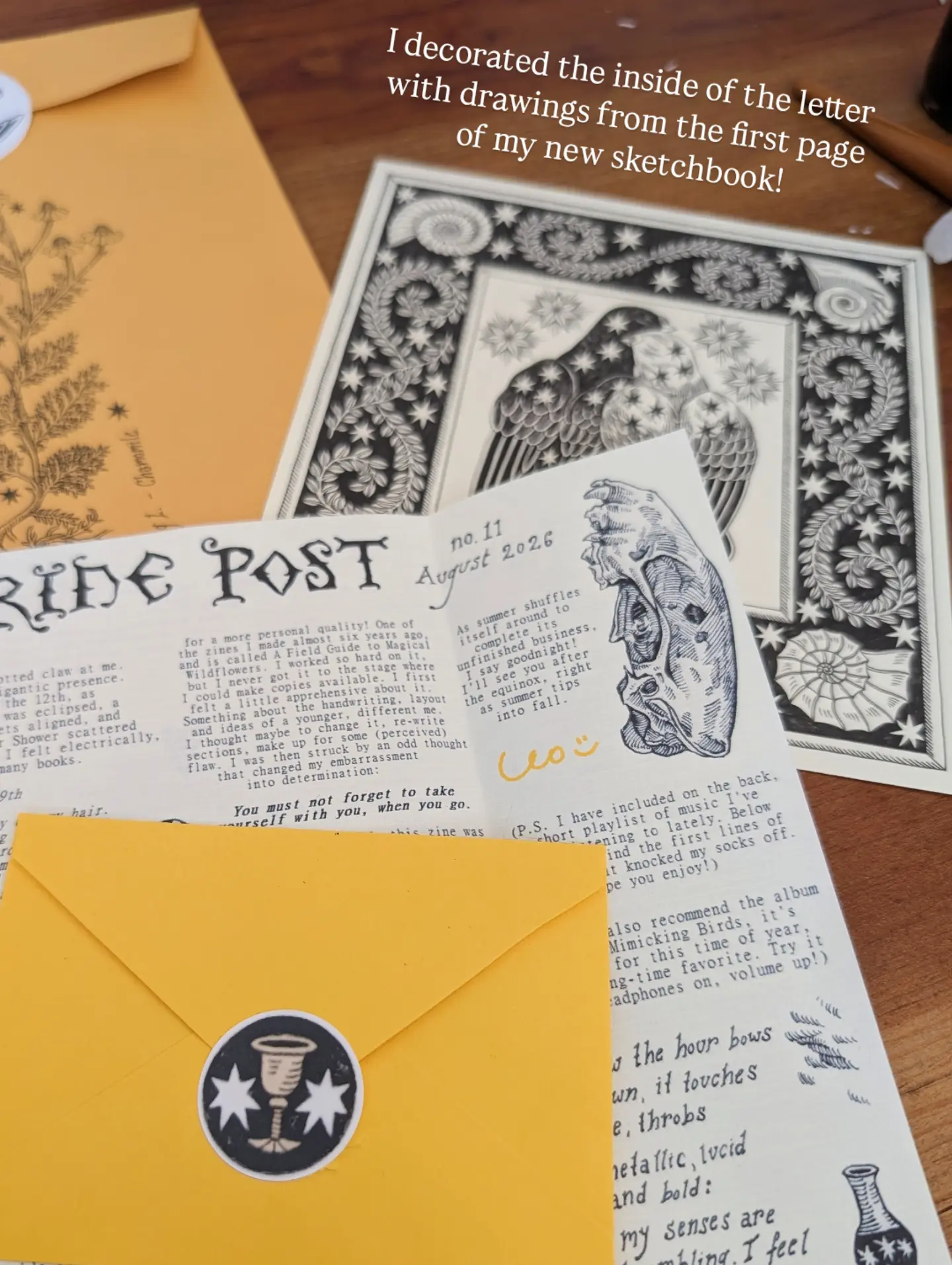 Peregrine Post Mail Club — August edition illustrated letter and print