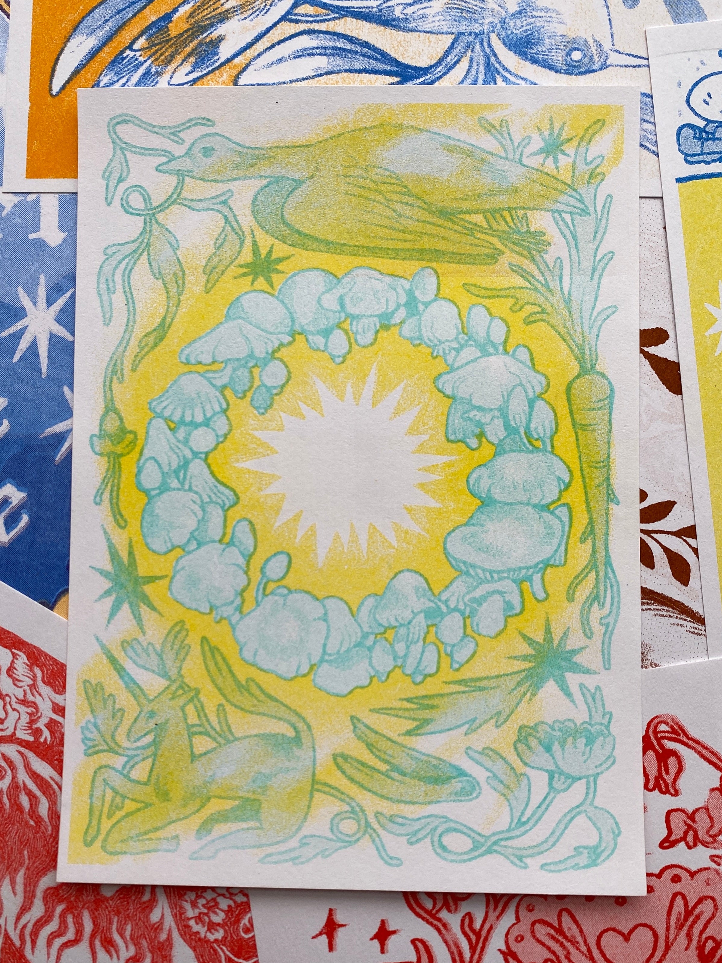 Poplar Print Club: Mushroom Ring risograph print