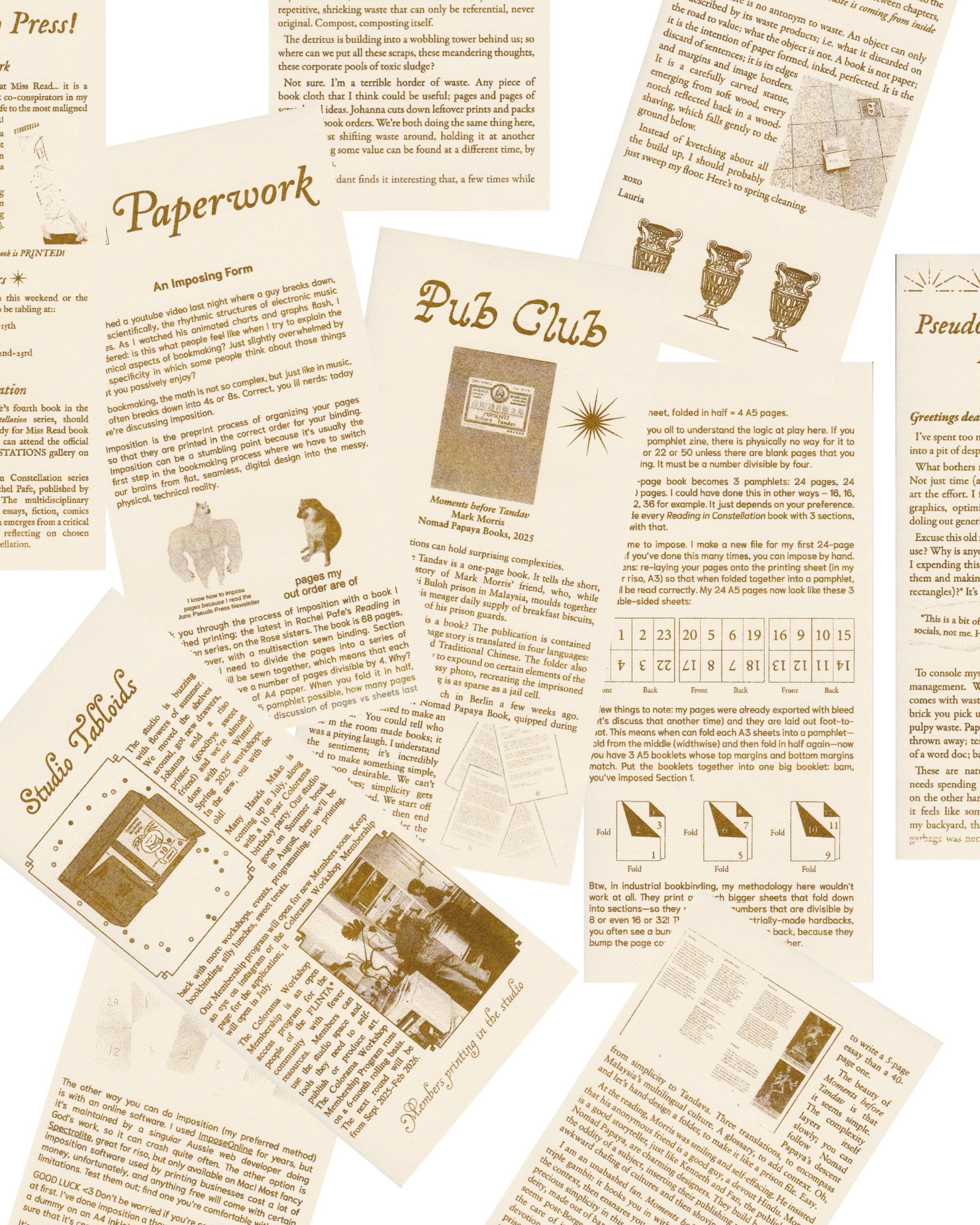 Pseudo Newsletter — June 2025 Pseudo Press newsletter spreads on bookmaking and small-press publishing