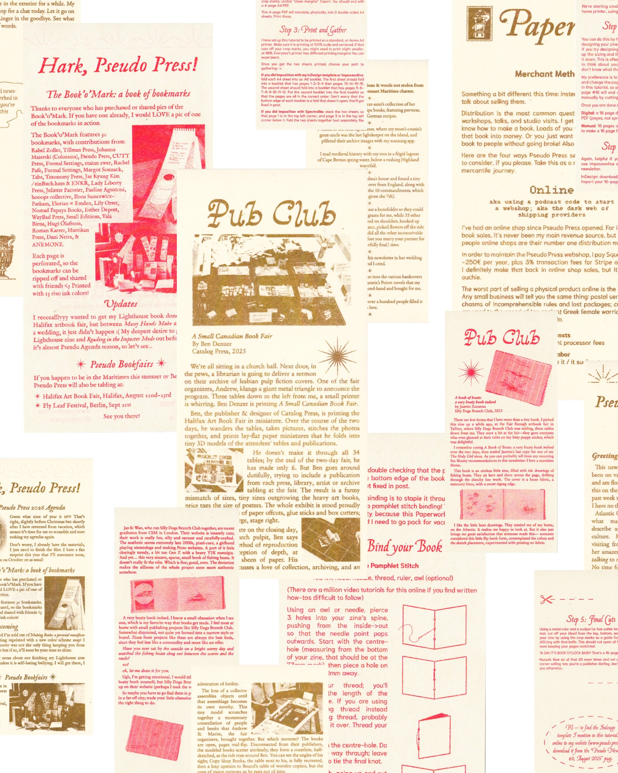 Pseudo Newsletter — August and September 2025 Pseudo Press newsletter interior spreads