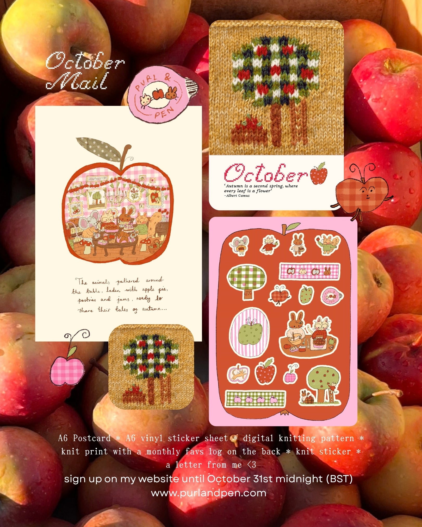 Purl And Pen — October apple-themed mail composition preview