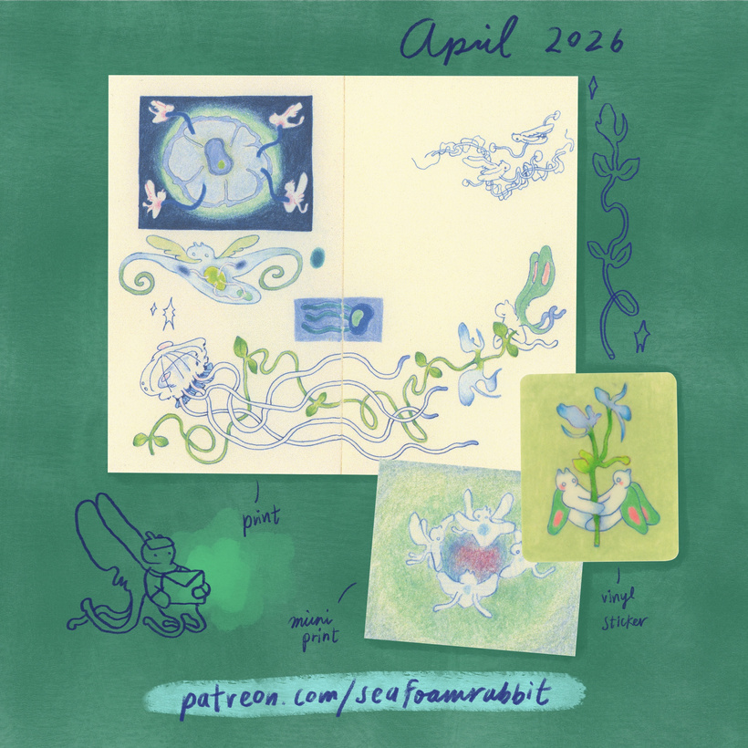 Sea Angel Mail Club — April 2026 print and stickers