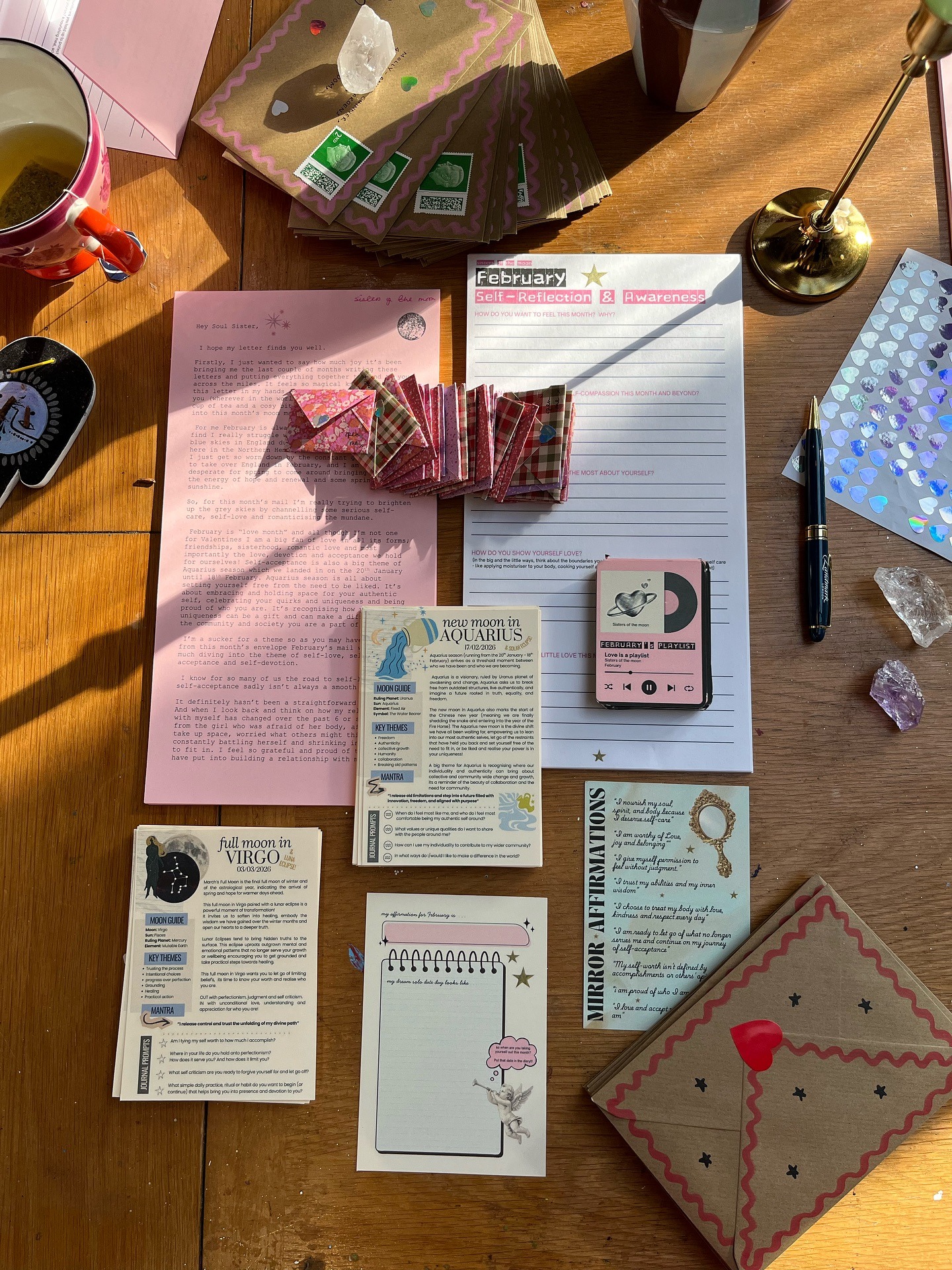 Sisters of the Moon — February letter, lunar guides, reflection worksheet, and paper extras
