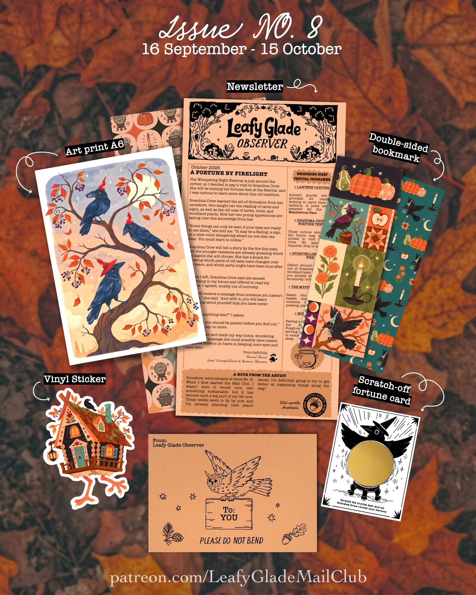 Leafy Glade Mail Club — mail club edition artwork and paper goods