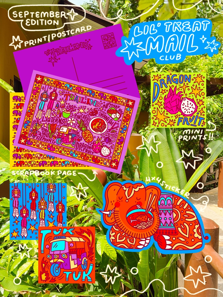 Lil' Treat Mail Club: September Thailand edition with print, stickers, and patterned paper