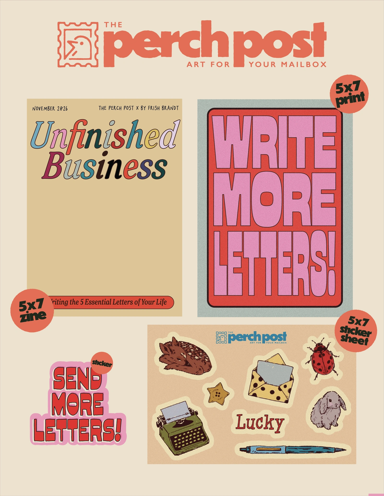 The Perch Post — mail club edition artwork and paper goods