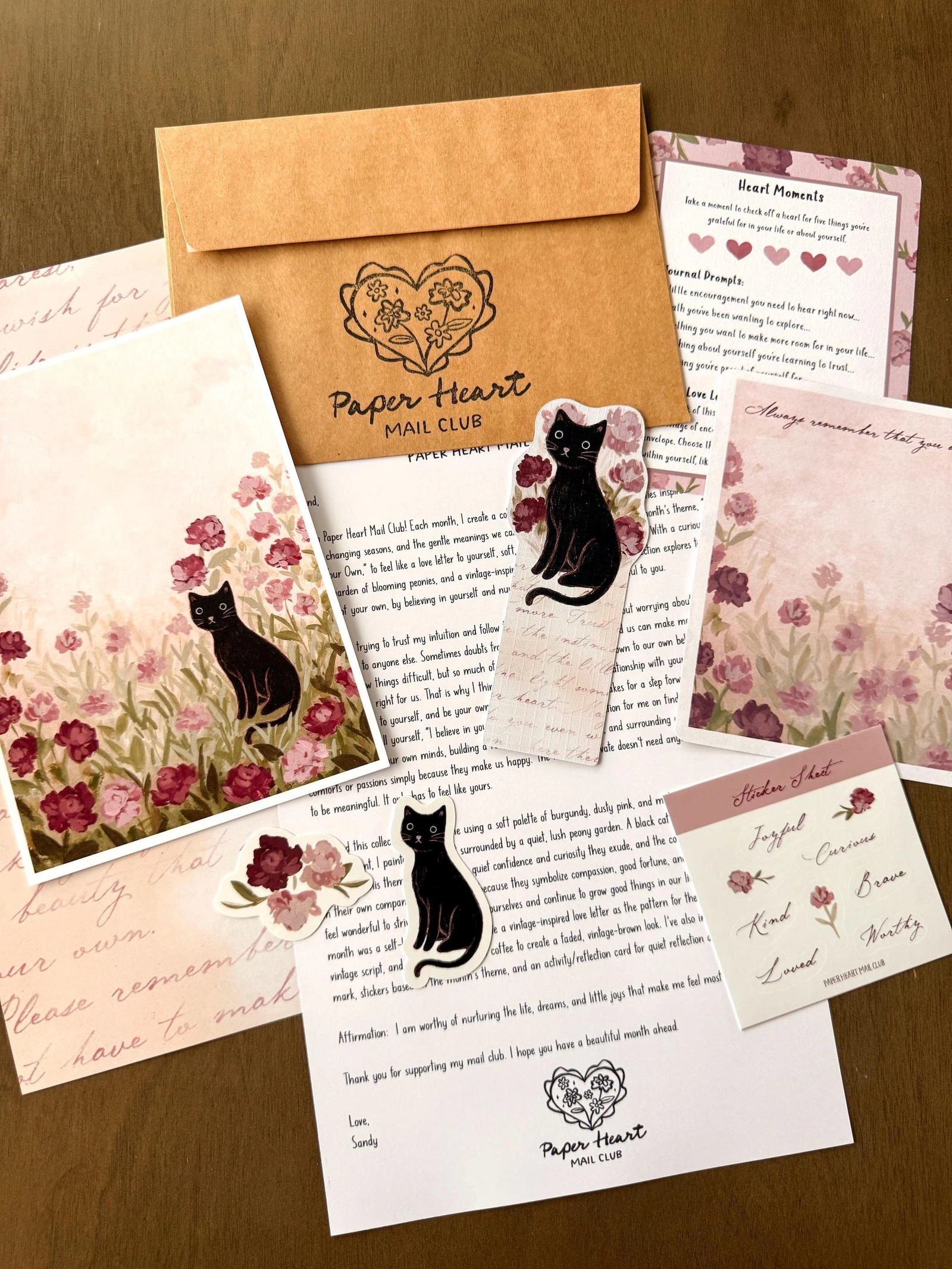 Paper Heart Mail Club — seasonal print, letter, bookmark, and activity card