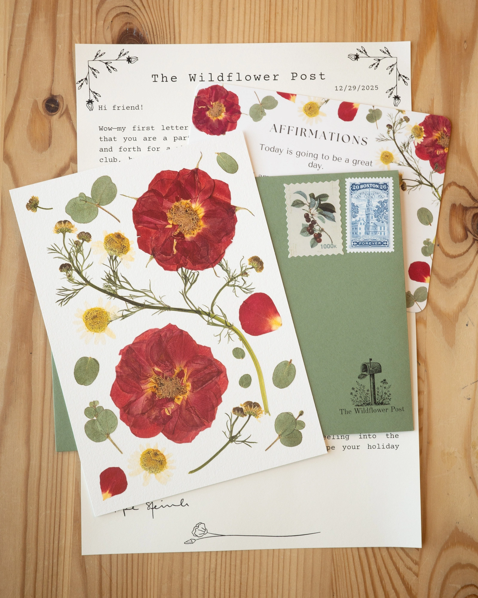 The Wildflower Post — December 2025 print, letter, affirmation card and envelope