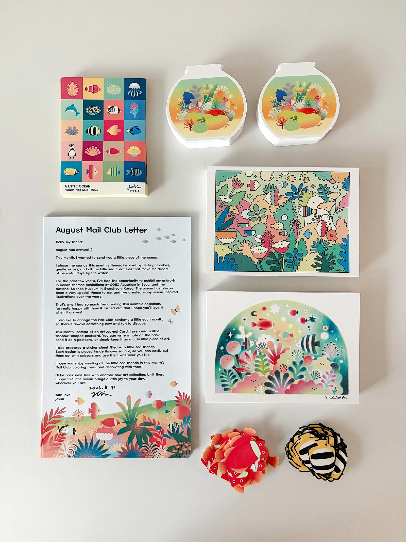 Joy Letter Club — August 2026 ocean-themed postcards, stickers and letter
