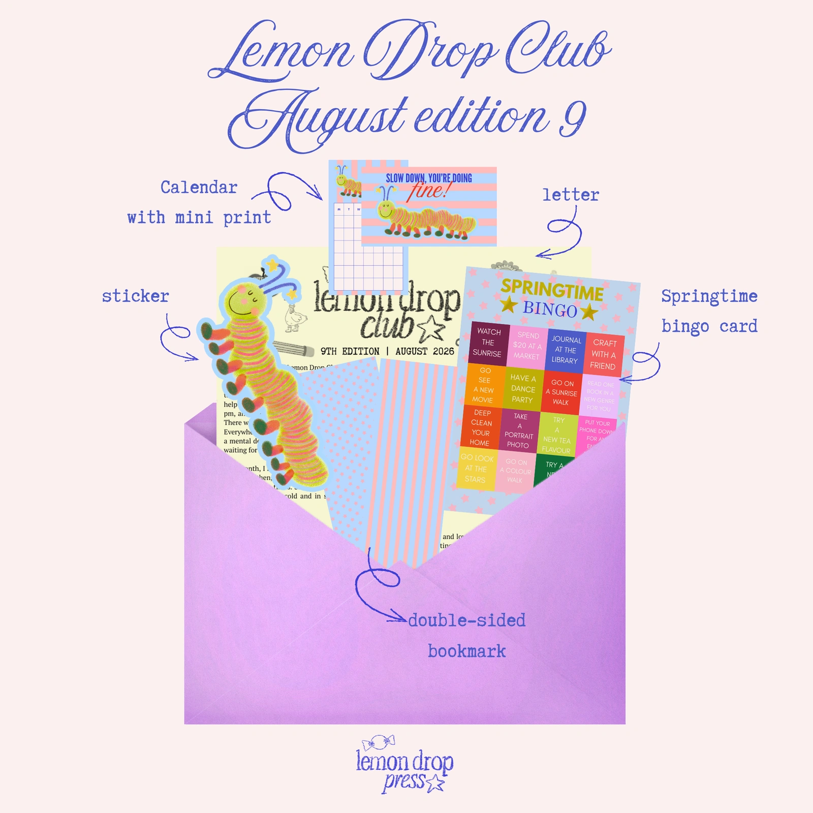 Lemon Drop Club — mail club edition artwork and paper goods