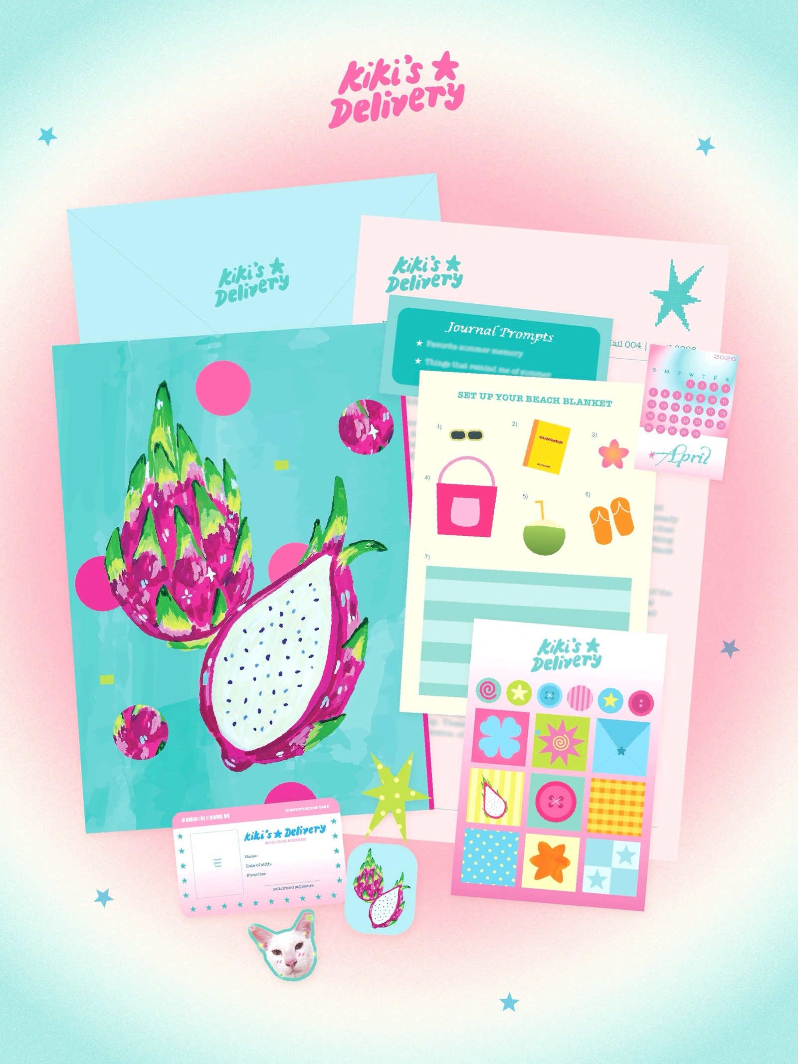 Kiki’s Delivery — April mail with dragon fruit postcard