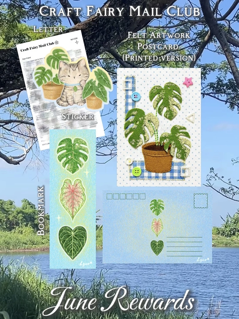 Craft Fairy Mail Club — June plant-themed print, bookmark, sticker, and letter