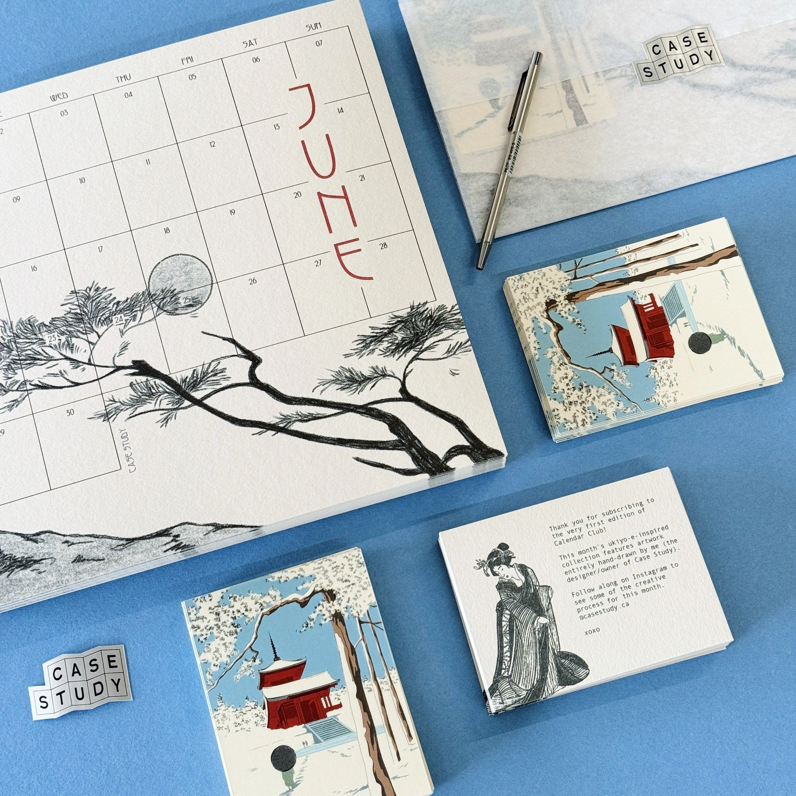 Case Study's Calendar Club: June calendar and ukiyo-e-inspired paper goods