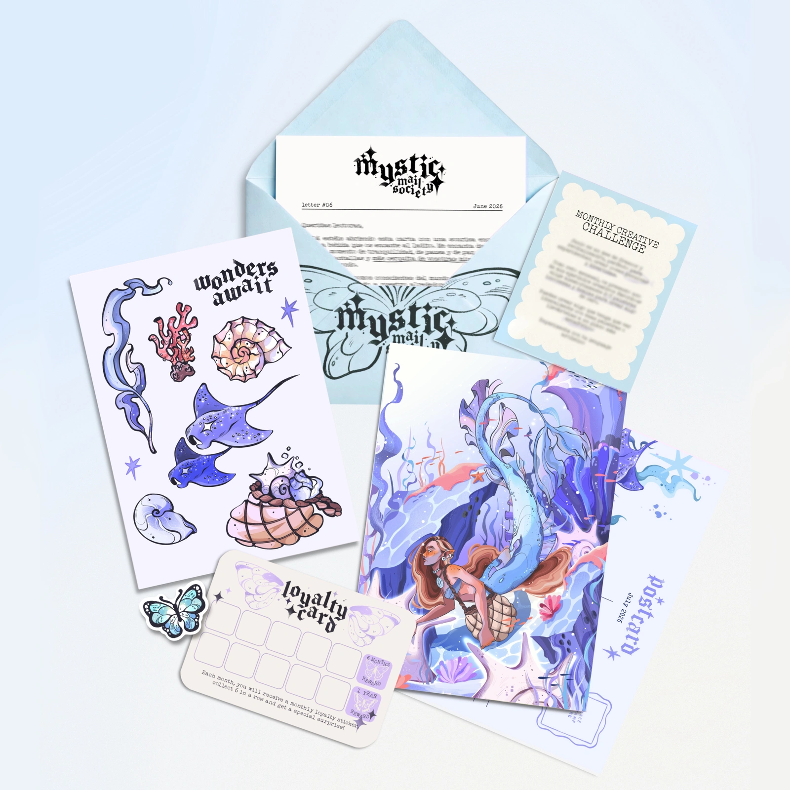 Mystic Mail Society — July 2026 — official underwater mermaid and ocean-themed edition preview