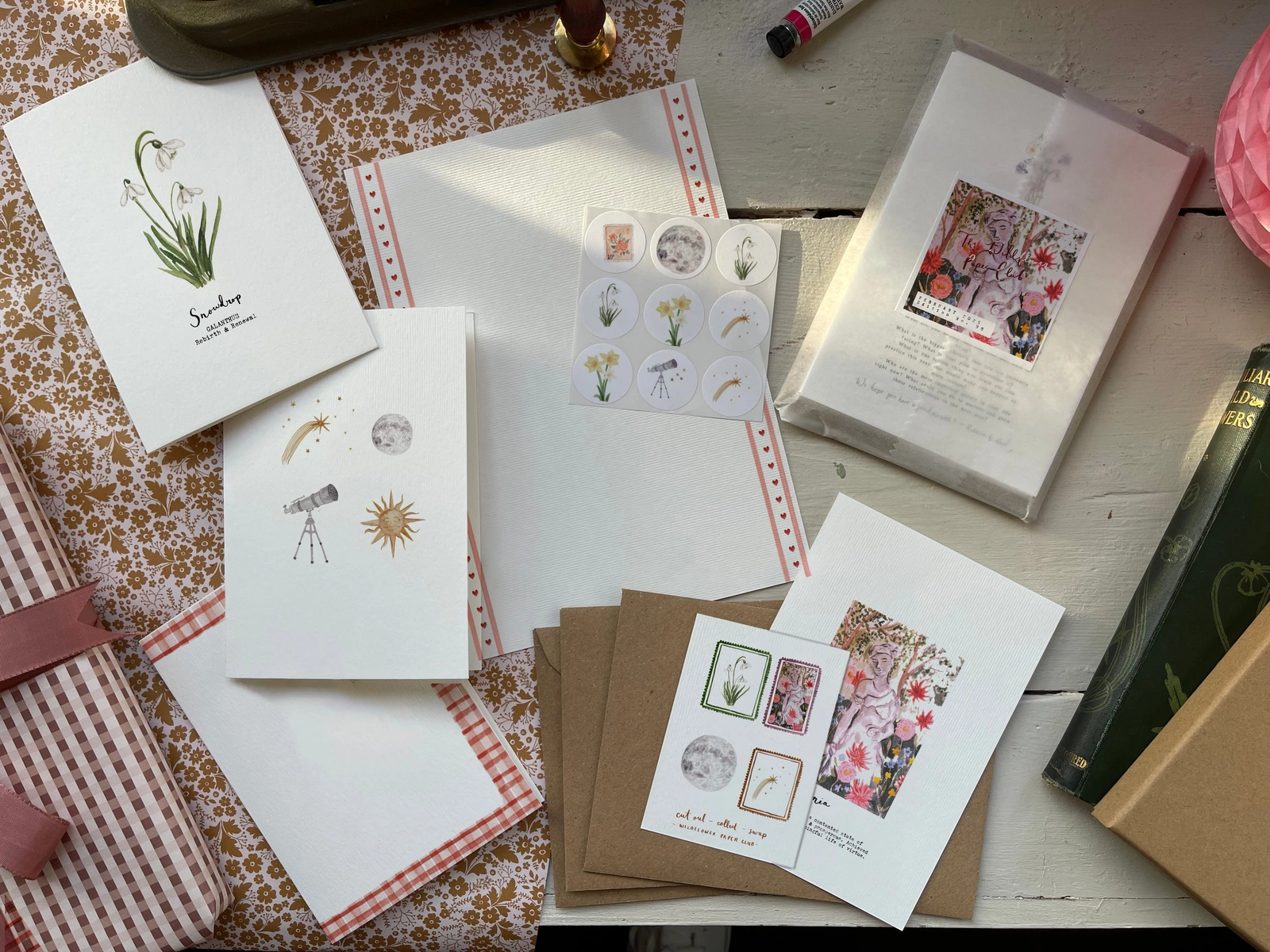Wildflower Paper Club — February 2026 snowdrops and celestial stationery