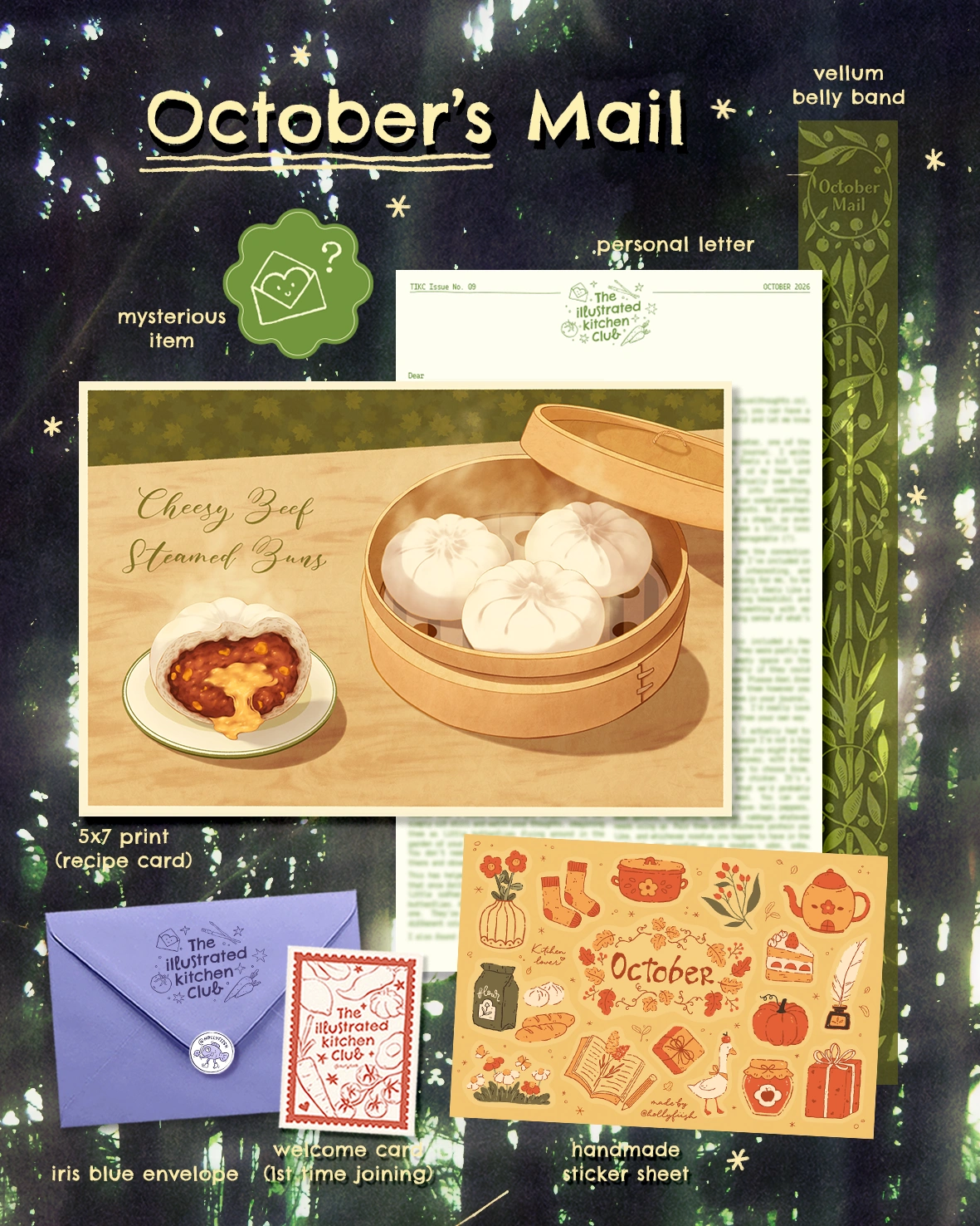 The Illustrated Kitchen Club — October 2026 official contents preview with cheesy beef steamed buns