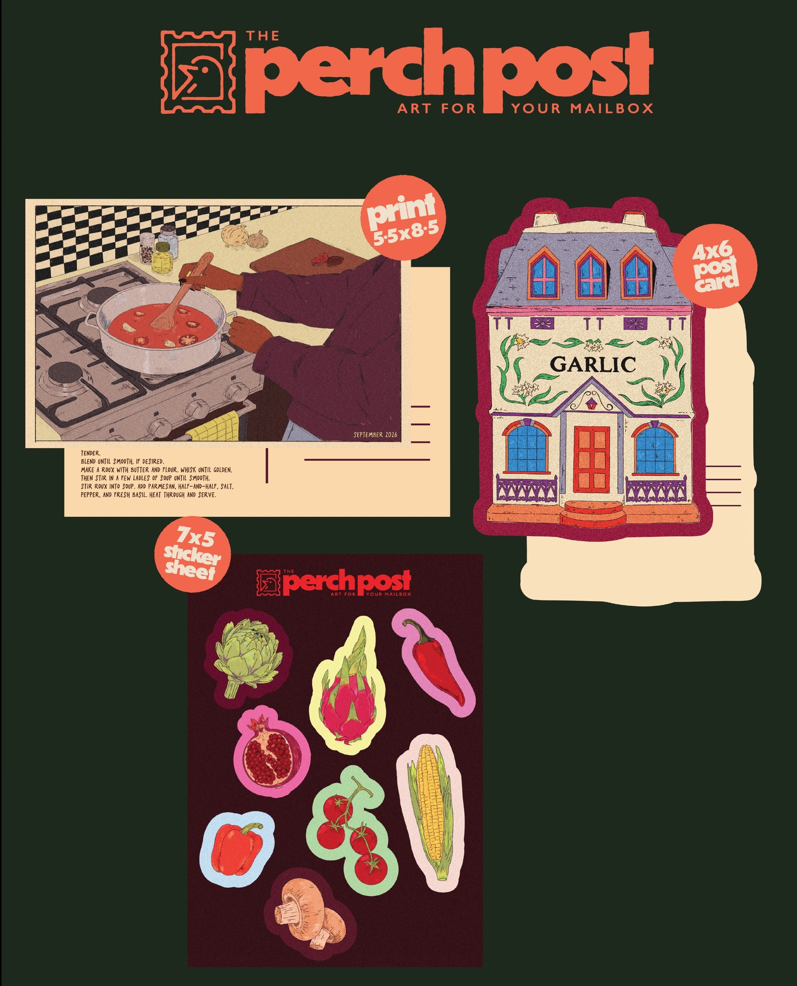 The Perch Post — mail club edition artwork and paper goods