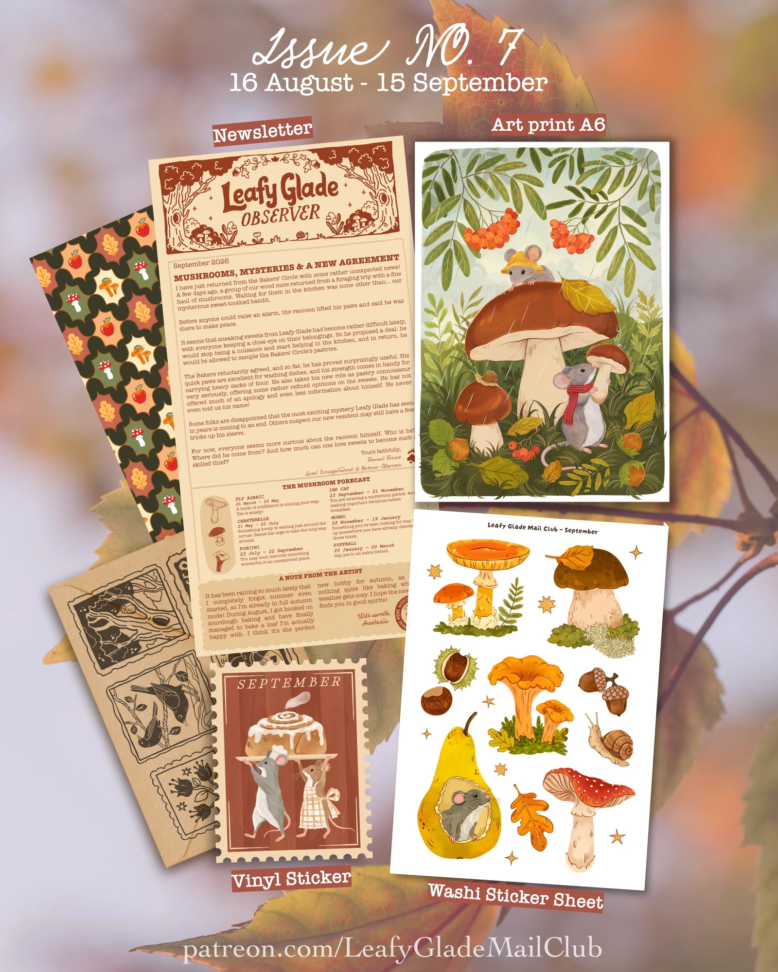 Leafy Glade Mail Club — mail club edition artwork and paper goods