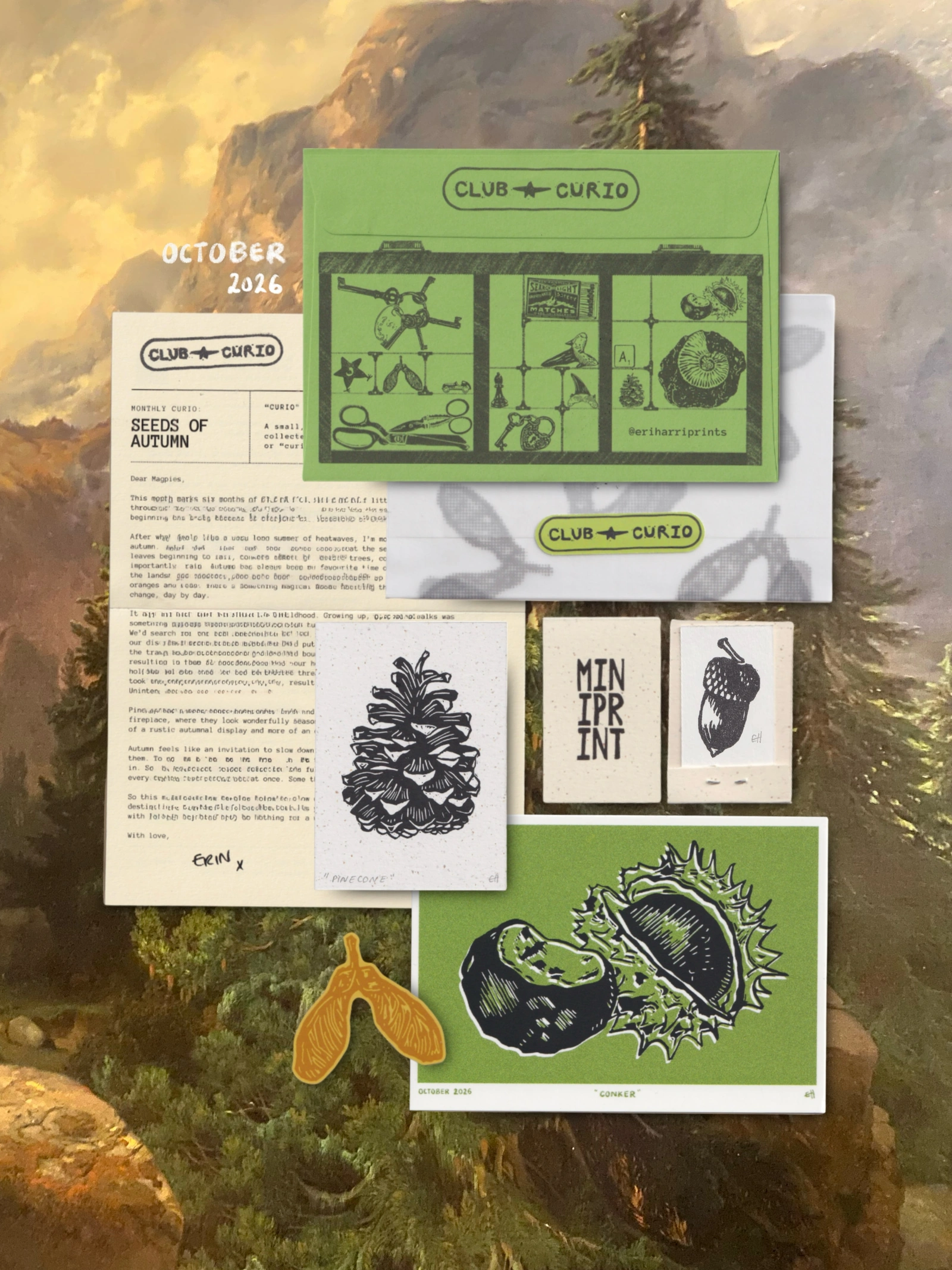 Club Curio — mail club edition artwork and paper goods
