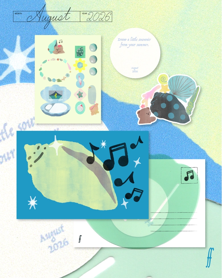 From Fiona Mail Club — August — By the shore 2026 monthly stationery collection