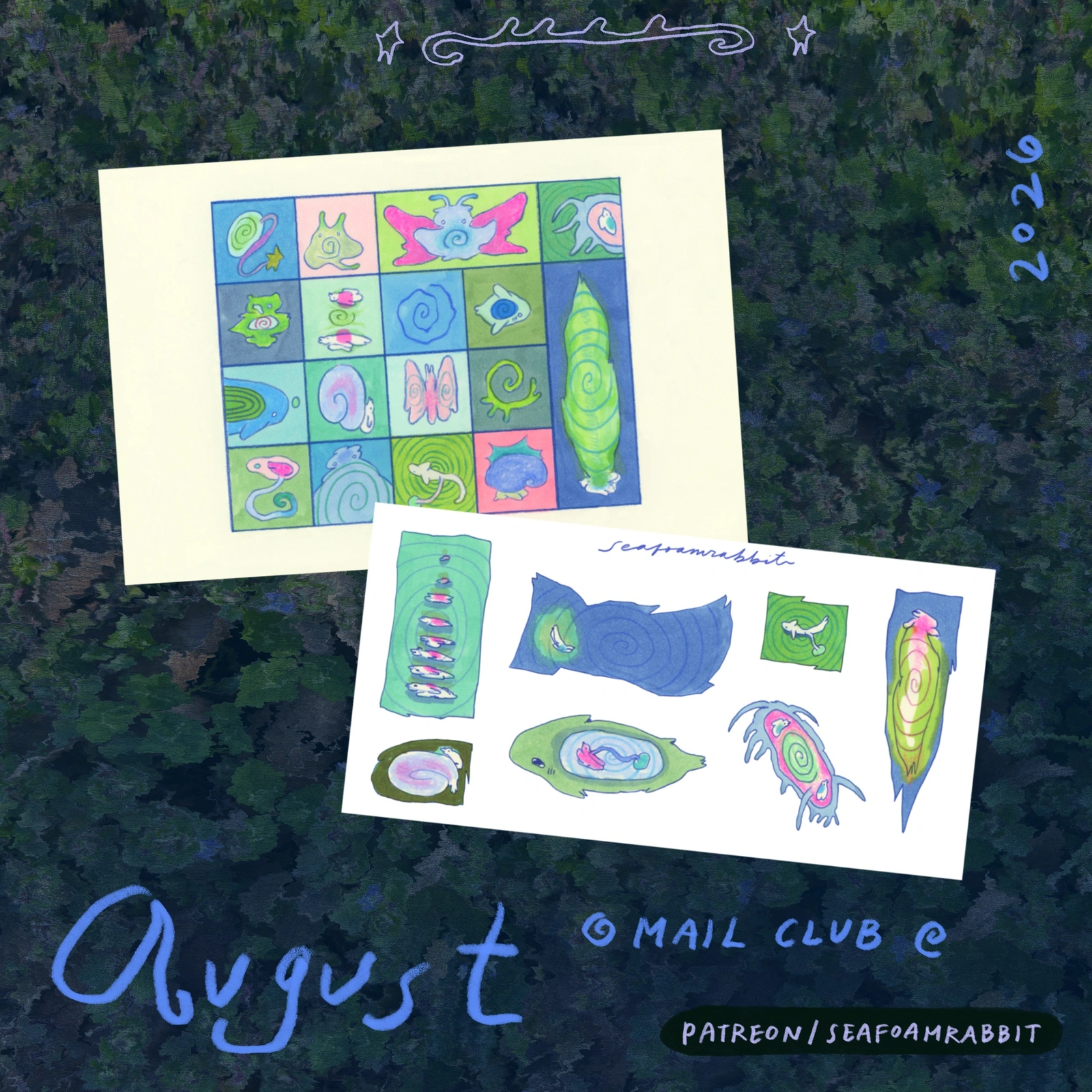 Sea Angel Mail Club — August 2026 print and stickers