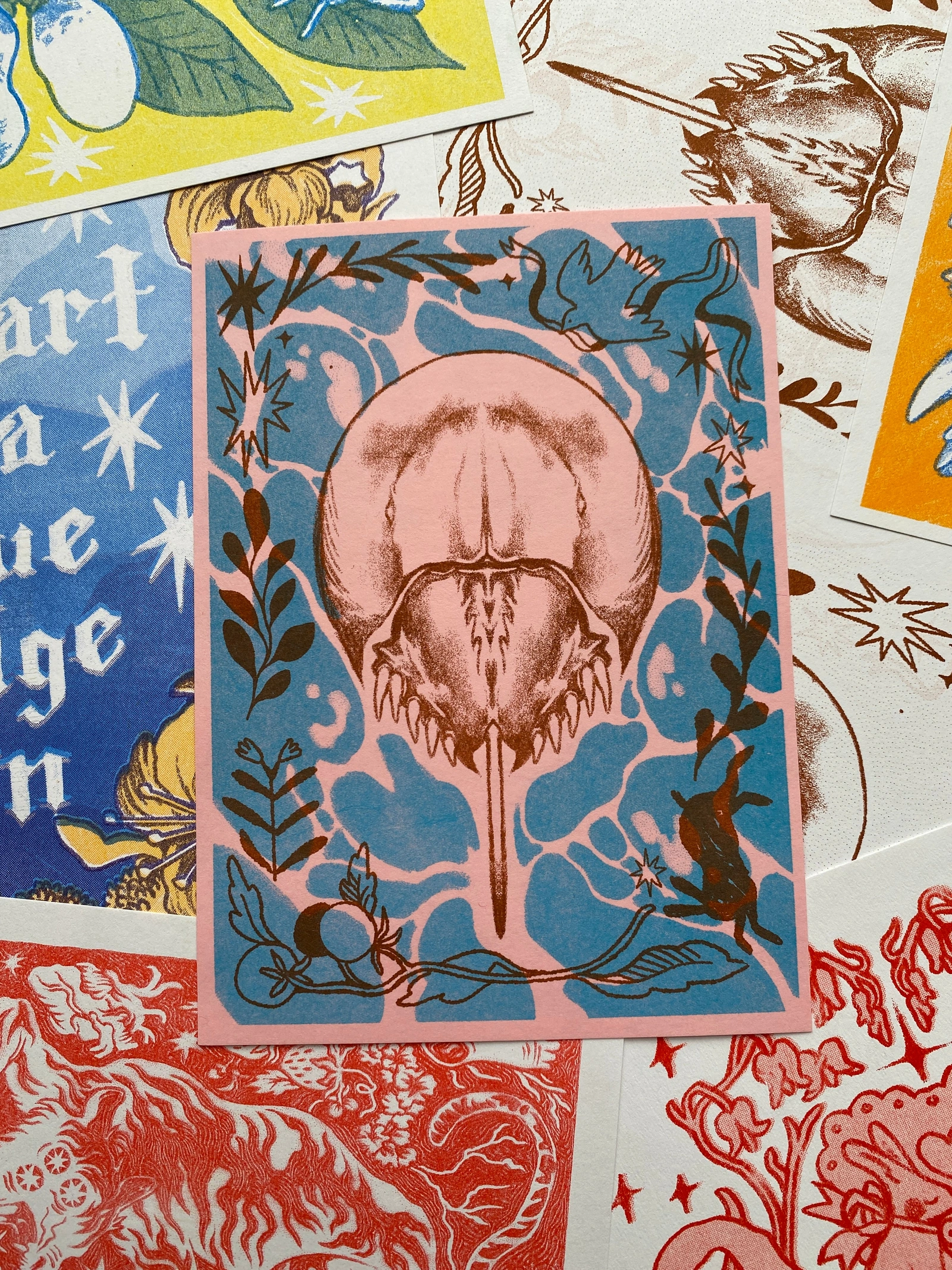 Poplar Print Club: Horseshoe Crab risograph print