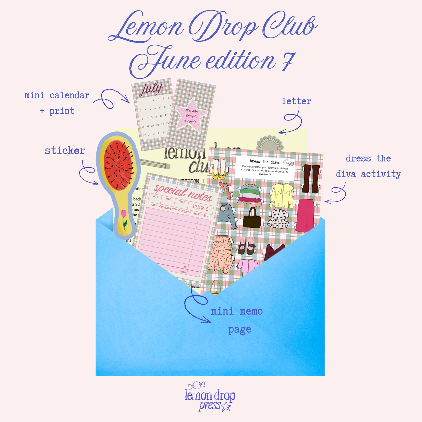 Lemon Drop Club — mail club edition artwork and paper goods