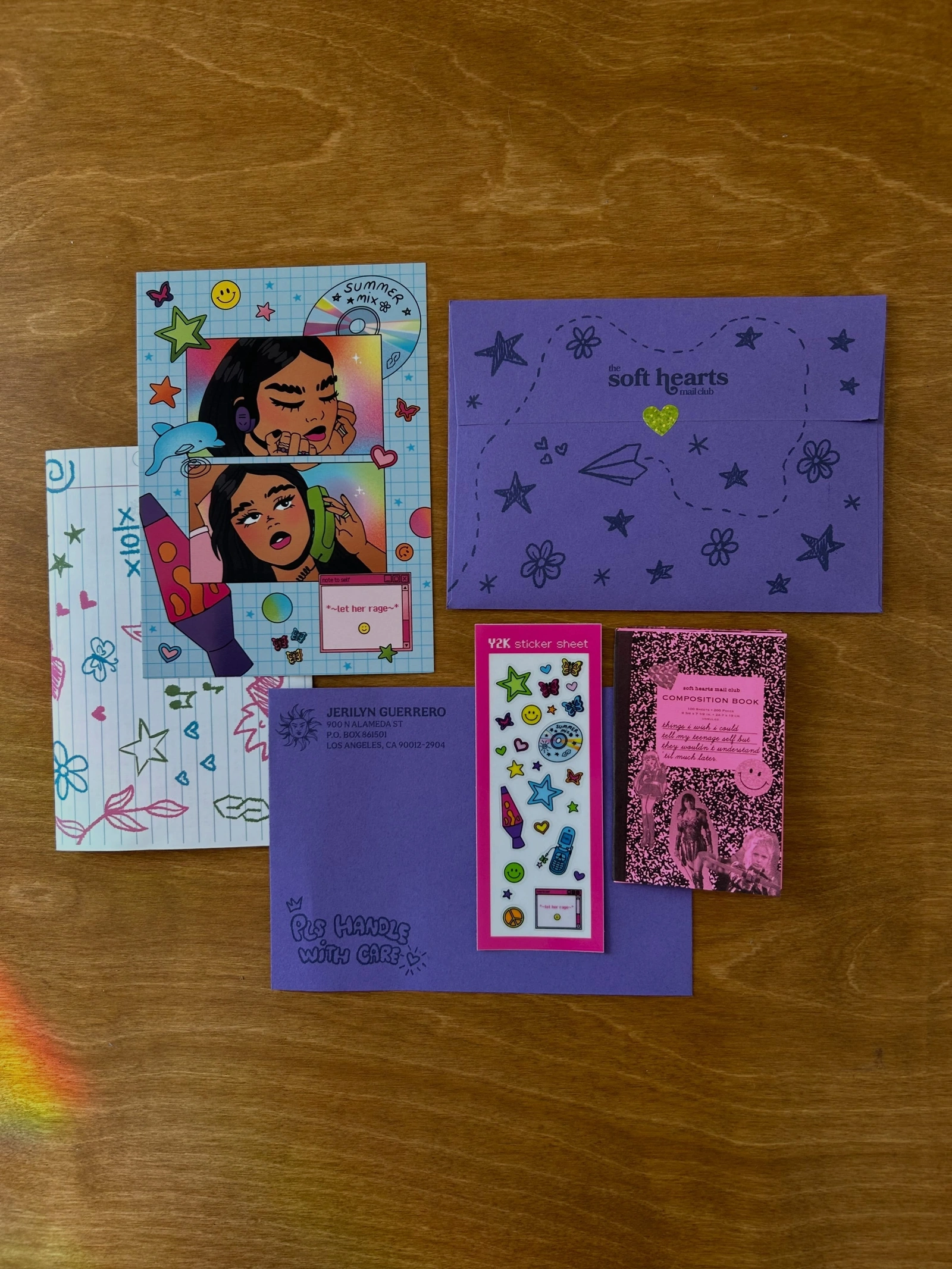 Soft Hearts Mail Club — mail club edition artwork and paper goods
