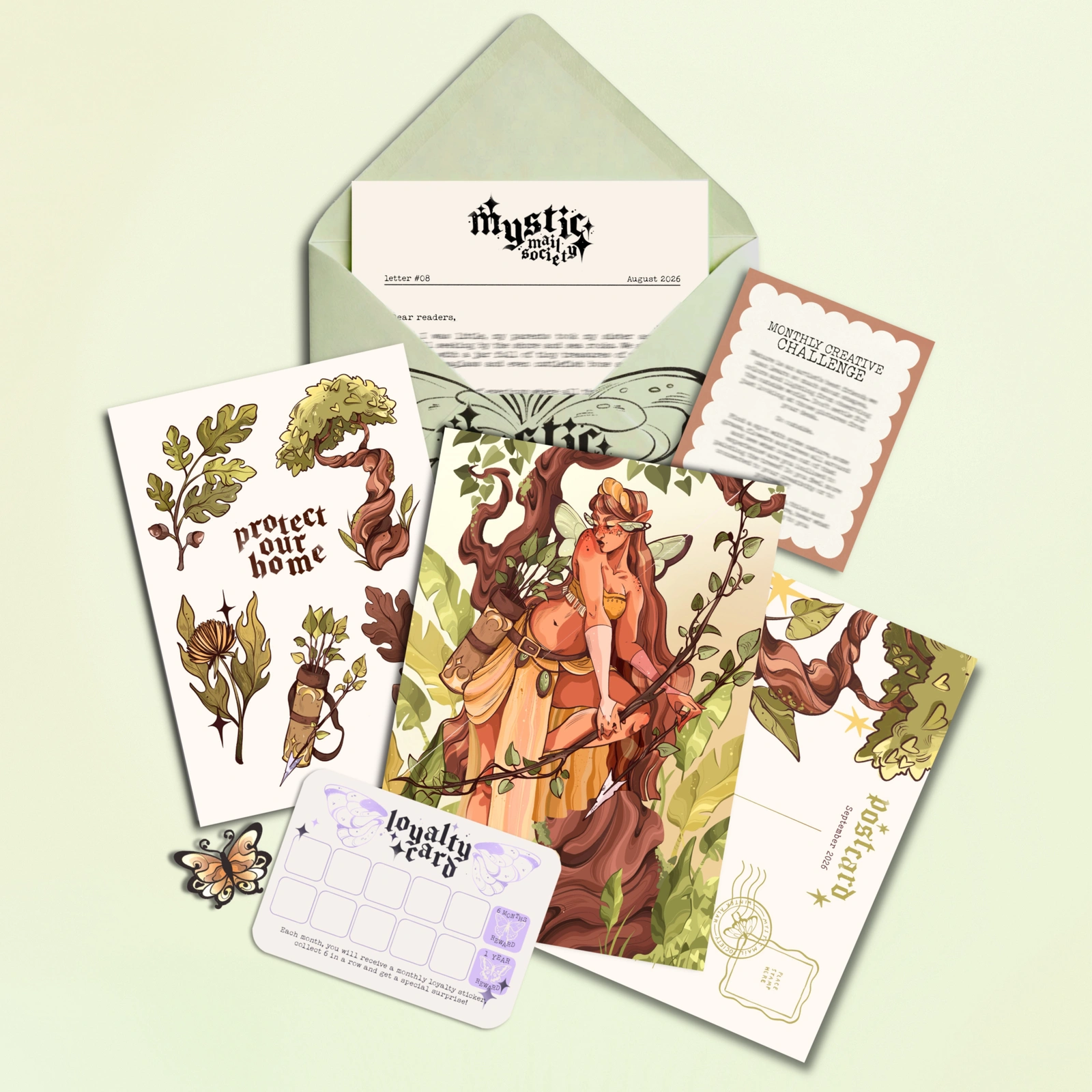 Mystic Mail Society — September 2026 — official forest-themed mail preview